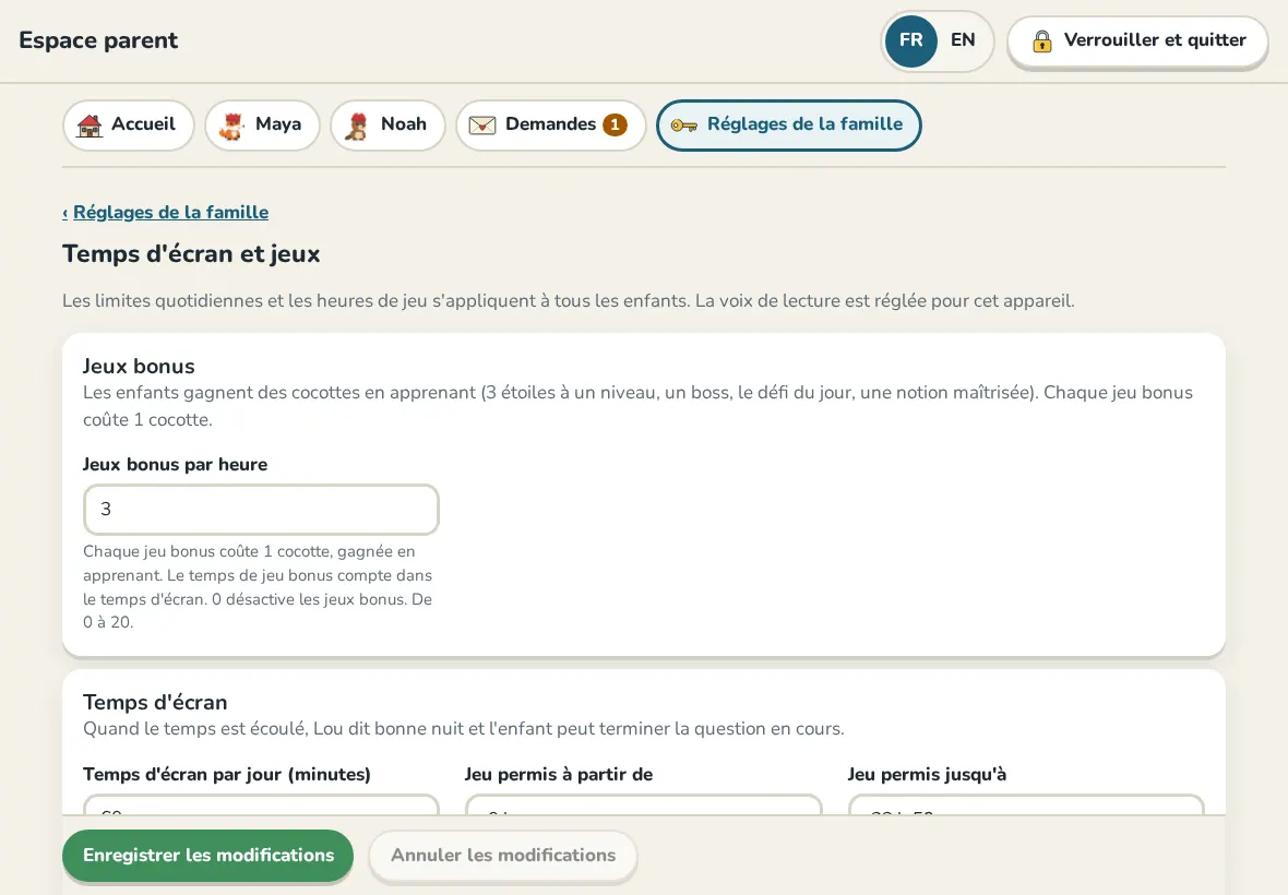 Temps d'écran et jeux